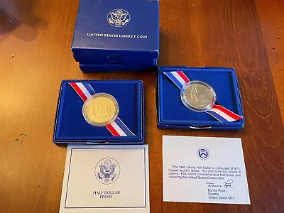Lot Of 5 Statue Of Liberty Half Dollar Proof Coins In Box With COA • $12