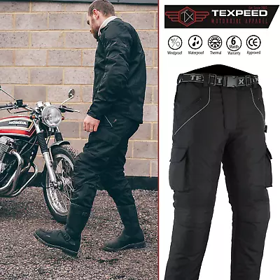 Motorbike Motorcycle Trousers Waterproof Cordura With CE Armour Protection Biker • £47.49