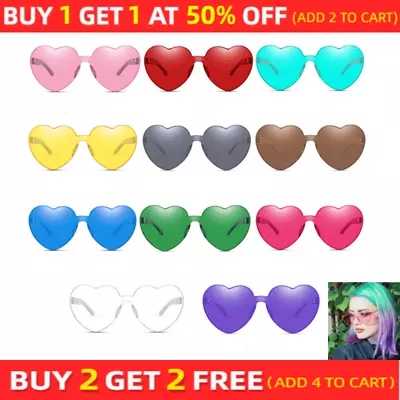 Summer Love Heart Shape Sunglasses Fun Dress Party Festival Teen Glasses Color  • £4.55