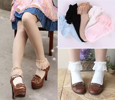 $6.59 • Buy Sweet Cute Princess Girl Vintage Lace Ruffle Frilly Ankle Socks
