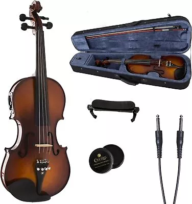 Cecilio 4/4 CVNAE-330+SR Ebony Fitted Acoustic/Electric Violin • $77.05