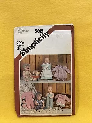 Vintage 1982 Simplicity Doll Pattern 5615 Size Small 13  - 14  Dress Romper + • $7.75