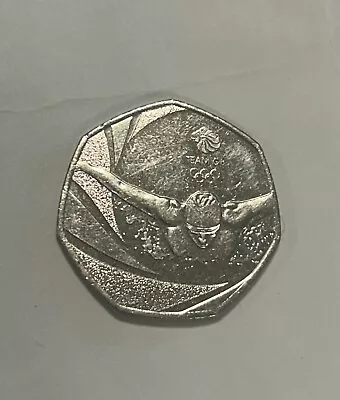 50p Coin Extremely Rare Olympic Swimmer 2016 (50 Pence) Circulated As Shown • £1