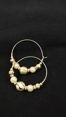 Indian Gold Plated Round Hoop Bali Traditional Bollywood Wedding Bridal Earrings • $18.05