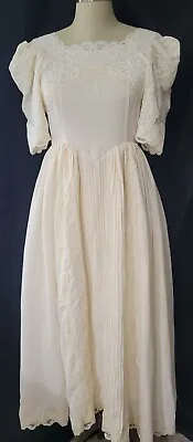 Vintage 80s Custom Silk? Victorian Style Wedding Dress Size S • $214.14