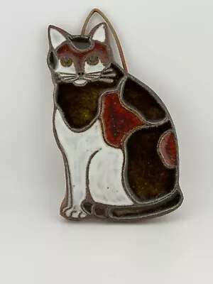 Vintage Victoria Littlejohn Glazed Stoneware Cat Trivet Wall Hanging • $19.99