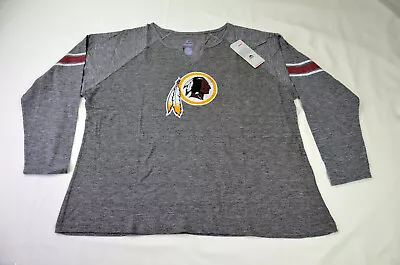 Womens Majestic NFL Plus Size Washington Redskins Varsity Tee 2X VNeck NWT • £17.35