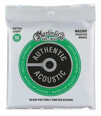 Martin Authentic Acoustic Marquis Silked Guitar Strings Phosphor Bronze 10-47 • $11.99