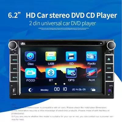 GPS Bluetooth USB/TF/AUX W/Rear Camera 6.2  2 Din Car Stereo Radio CD DVD Player • $181.23