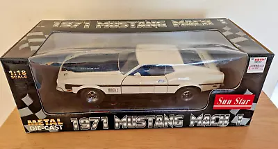 Sun Star 1971 Ford Mustang Mach 1 1 18 Scale Diecast Model Muscle Car 3602 • $76.89