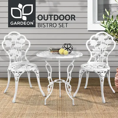 $174.95 • Buy Gardeon Outdoor Setting 3 Piece Bistro Set Cast Aluminium Chairs Table Patio