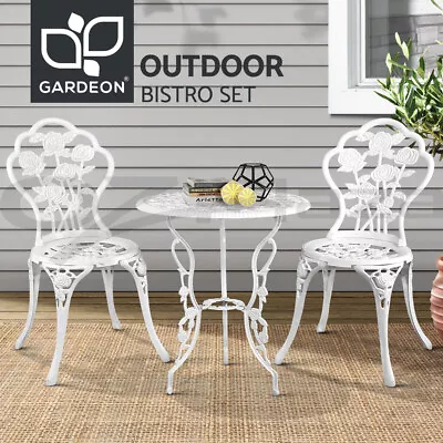 Gardeon Outdoor Setting 3 Piece Bistro Set Cast Aluminium Chairs Table Patio • $168.95