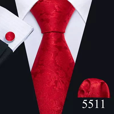 Men's Tie Silk Classic Wedding Necktie And Pocket Square Cufflinks Set Paisley • £11.99