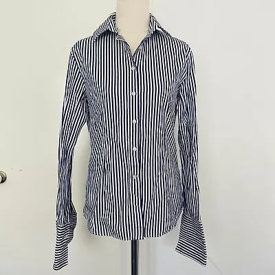 Rhodes & Beckett Size 8 Shirt Fitted Shirt Striped 100% Egyptian Cotton Business • $34.95