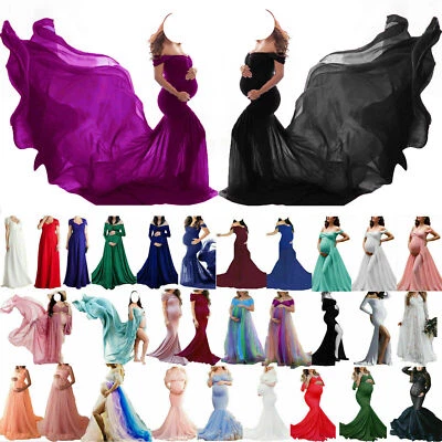 $52.69 • Buy Women Lace Maxi Gown Maternity Pregnant Photography Photo Shoot Gown Long Dress~