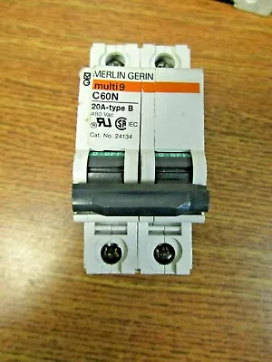 Merlin Gerin Multi 9 C60n 20 Amp Circuit Breaker Type B 480 Vac 2 Pole 24134 • $19.79