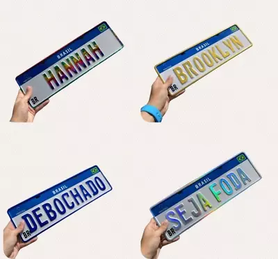 3 PIECES * Exclusive Personalized ALUMINUM - Brazil License Plate - YOUR TEXT • $89.90