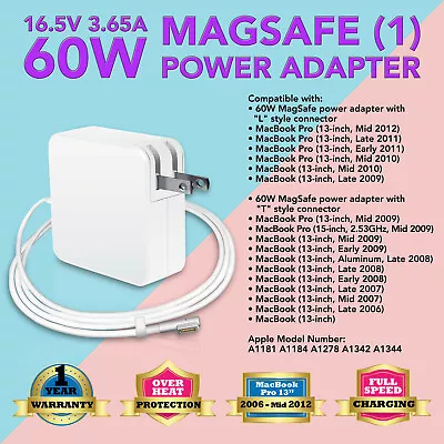 60W L-tip Power Supply Charger Cord For Apple MacBook 13  13.3  Inch A1184 A1278 • $13.96