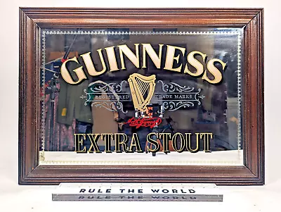 VTG Guinness Extra Stout Trademark Bar Mirror 25 X 18 Large Framed Clover Border • $119.99