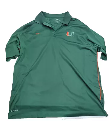 Nike Miami Hurricanes University UM Polo Shirt Mens X-Large Green College Sports • $14.95