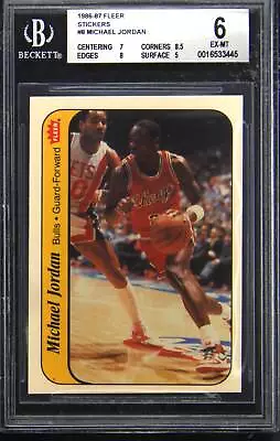 1986-87 Fleer Stickers #8 Michael Jordan BGS 6 • $499