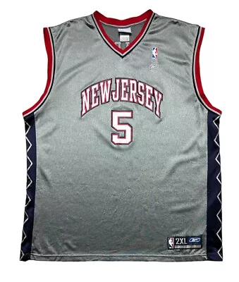 Vintage Men’s REEBOK Jason Kidd New Jersey Nets #5 Gray Mesh NBA Jersey Size 2XL • $34.99