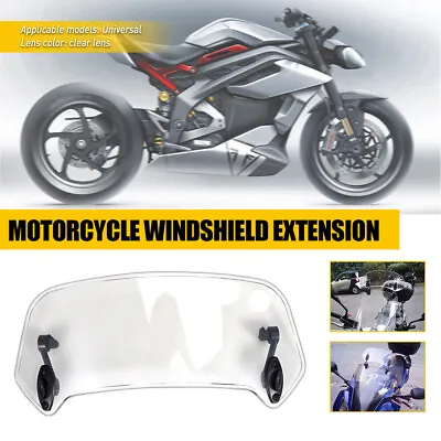 Clip On Motorcycle Windshield Extension Spoiler Wind Screen Deflector HOT • $19.69