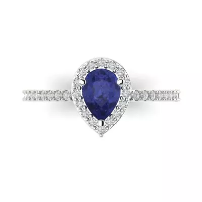 1.22 Ct Pear Tanzanite Gem Promise Bridal Wedding Designer Ring 14k White Gold • £250.20