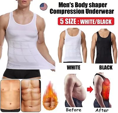 Men's Body Shaper Toning T-Shirt Ultra Durable Vest Compression Slim Underwear • $10.42