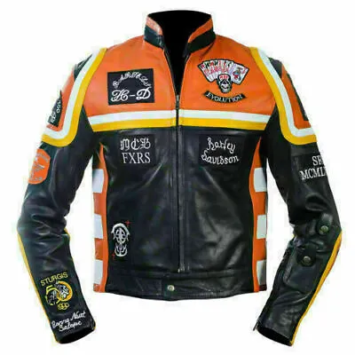 HDMM Mickey Rourke Marlboro Man Vintage Biker Real Leather Motorcycle Jacket • $99.99