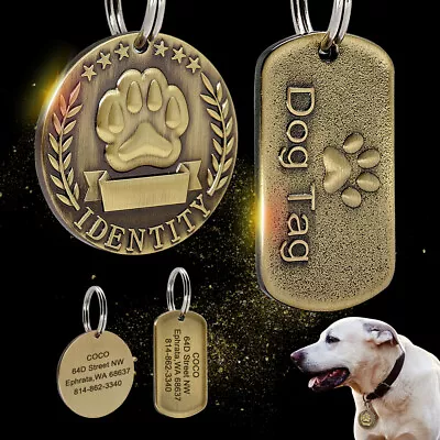 Brass Dog Tags Military Personalized Custom Pet Name Id Engraved For Collar • $6.19