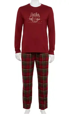 Columbia Pajama Set Men Large Knit Top Fleece Pants Pockets Van Life • $17.99