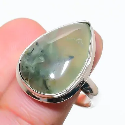 $10.19 • Buy Prehnite Gemstone Handmade 925 Sterling Silver Jewelry Ring Size 7.5 K795