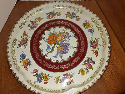 Vintage Daher Decorated Ware England Tin Metal Painted Large 11.5   Tray Floral • $22.66