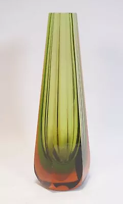 True Vintage Murano Sommerso Design Block Vase Glass Vase Green Red Approx. 27cm • £21.27