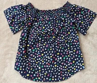 J.Crew Cotton Off Shoulder Size 0 Ratti Happy Cat Top Multicolor  • $16.99