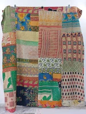 £40.49 • Buy Indian Handmade Patchwork Vintage Kantha Quilt Bedspread Throw Cotton Blanket