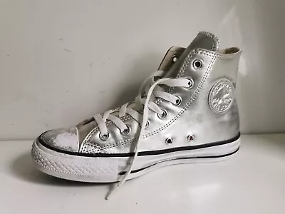 Womens CHUCK TAYLOR CONVERSE CTAS CHROME HI 549628C UK 4 EU 36.5 Silver High Top • £9.99