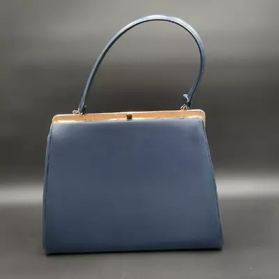 VTG VERDI Kelly Hand Bag Pocketbook Purse Blue Top Lock Lined Vinyl MCM Mod • $50