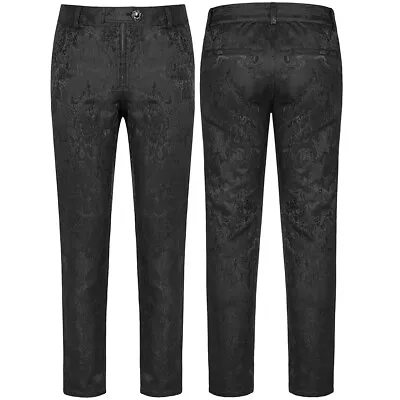 Men's Black Brocade Victorian Dress Pant Trouser/Black Gothic Pants • $69.75