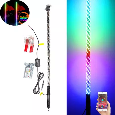 3FT LED Whip Light Spiral RGB Colors &Remote Flag Quick Install For Jeep ATV UTV • $56.99