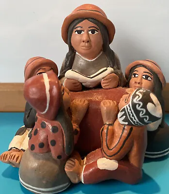 Vintage Handmade Peruvian Clay Statue Figurine Mother With Kids • $19.99