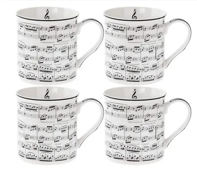 Set Of 4 Fine China Music Note  Design Mugs Cup Matching Box LP93669 • $20.16