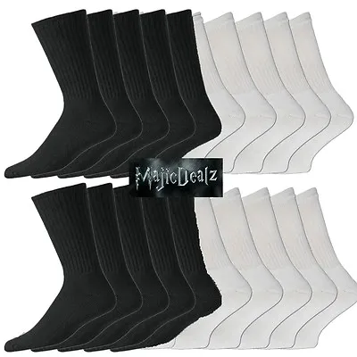 £10.95 • Buy 15/30 Pairs Mens Cotton Rich Sport Socks Work Socks BIG FOOT Sz11-13 Black White
