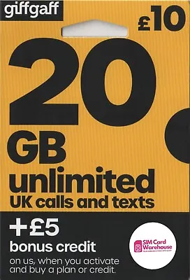 Giff Gaff Sim Card New &Sealed Credit Pay As You Go Micro Nano PAYG With FREE £5 • £0.99