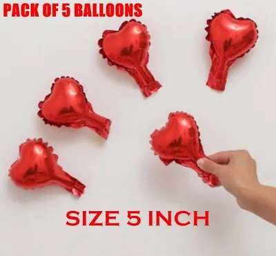 £2.99 • Buy 5 Inch Heart Foil Balloon RED  Set Of 5 Mini Heart Shaped Balloons