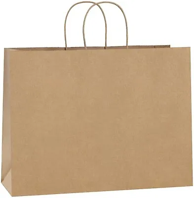 Paper Shopping Bags 250 Natural Kraft 16  X 6 X 12  Retail Merchandise Handles • $69.95