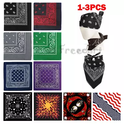 1-3Pcs Bandana 100 Cotton Paisley Print Double-Sided Scarf Head Neck Face Mask • $2.41