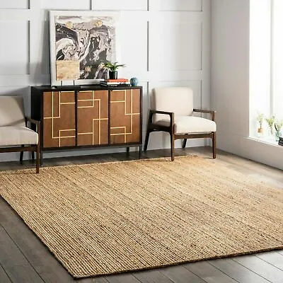 NuLOOM Hand Made Contemporary Natural Tan Braided Jute Area Rug • $48.75