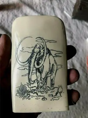 Wolly Mammoth Scrimshaw On Old Mammoth Bone Reproduction • $14.95